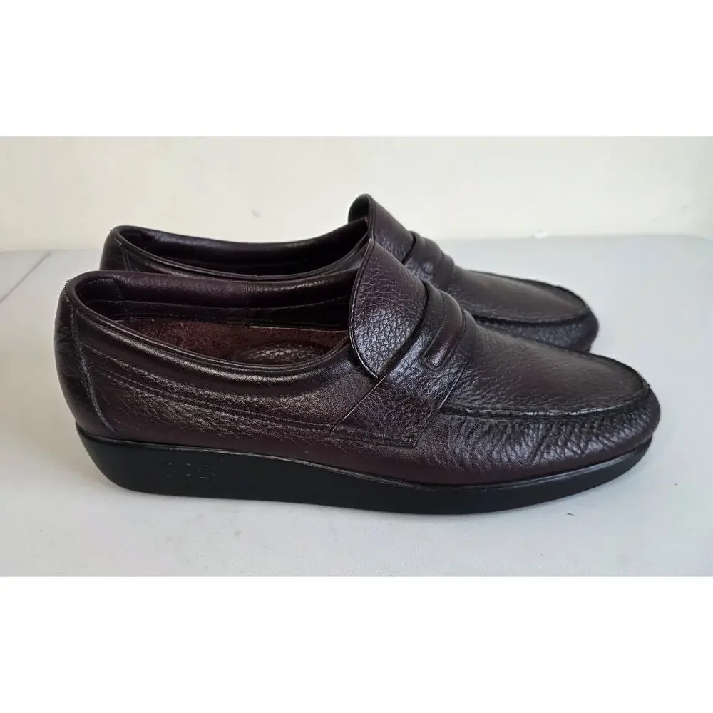 SAS Mens Alamo Penny Loafers Burgandy Red Sz 10.5 Wide